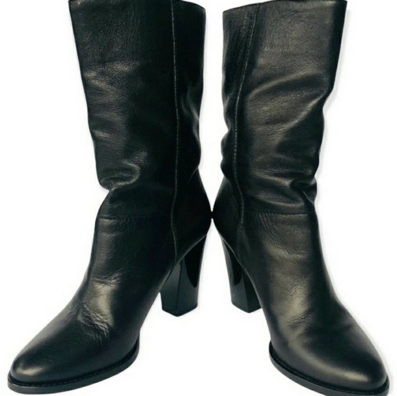 JIMMY CHOO Black Leather Music Pull On Mid Calf Boot - Picture 5 of 11